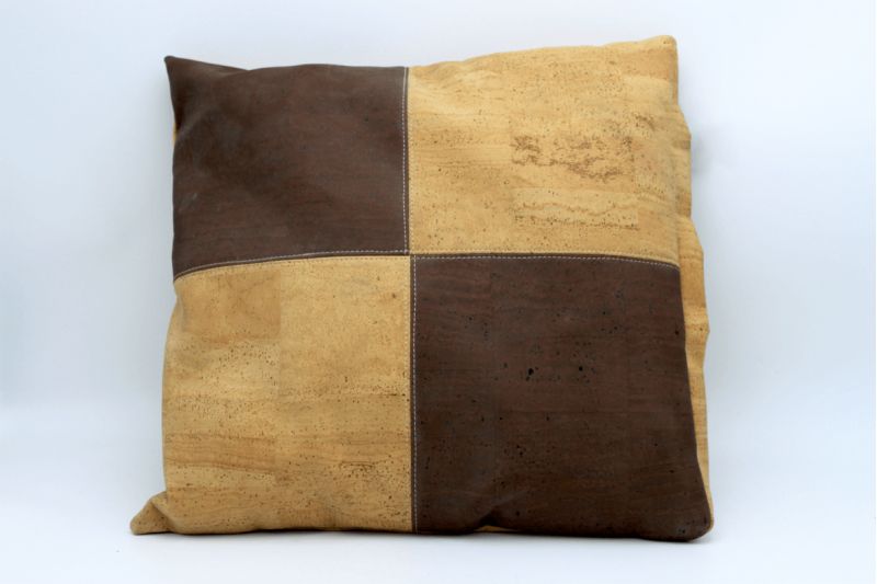 Housse de coussin en liège bi-ton naturel/marron - Avant